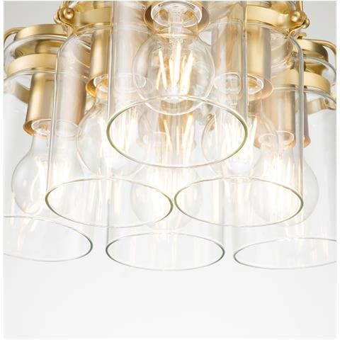 Lampadario Contemporaneo Brinley Acciaio Ottone Spazzolato 6 Luci E27 - Foto 2