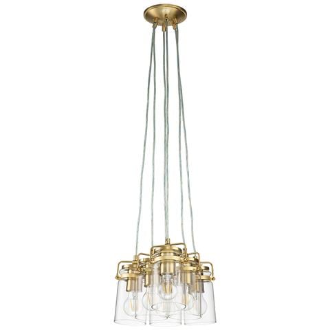 Lampadario Contemporaneo Brinley Acciaio Ottone Spazzolato 6 Luci E27 - Foto 6