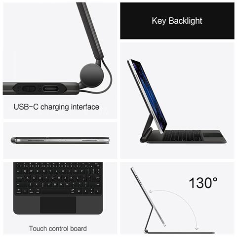 Custodia Protettiva Per Ipad Con Tastiera Bluetooth Black Ipad Pro 13 M4 2024 - Foto 6