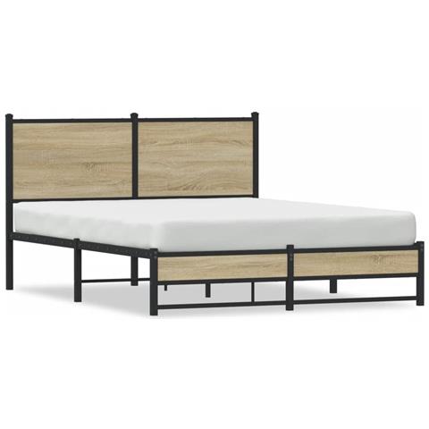 Giroletto Con Testiera In Metallo Rovere Sonoma 137x190 Cm - Foto 2