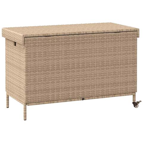 Contenitore da Giardino con Ruote Beige Misto Polyrattan - Foto 2