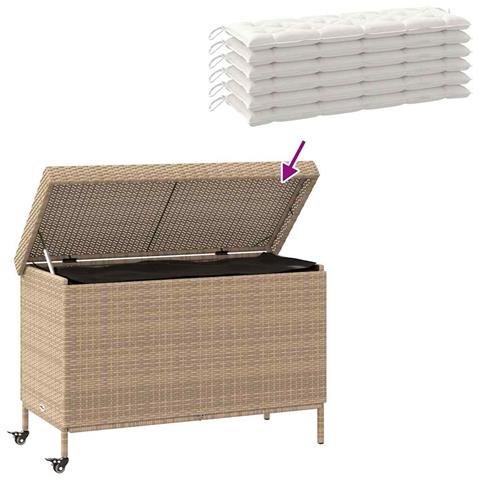 Contenitore da Giardino con Ruote Beige Misto Polyrattan - Foto 10