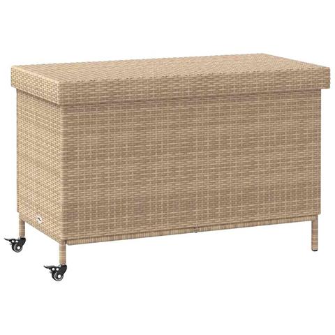 Contenitore da Giardino con Ruote Beige Misto Polyrattan - Foto 1