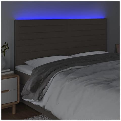 Testiera A Led Tortora 160x5x118/128 Cm In Tessuto - Foto 3