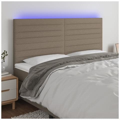 Testiera A Led Tortora 160x5x118/128 Cm In Tessuto - Foto 1