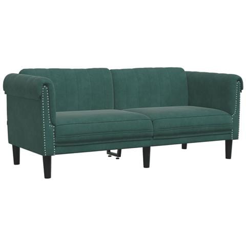 Divano A 2 Posti Verde Scuro In Velluto - Foto 2