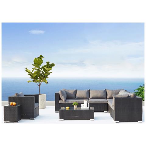 Salento Salotto Da Giardino Modulare 6 Posti In Resina Grigia E Beige - Foto 1