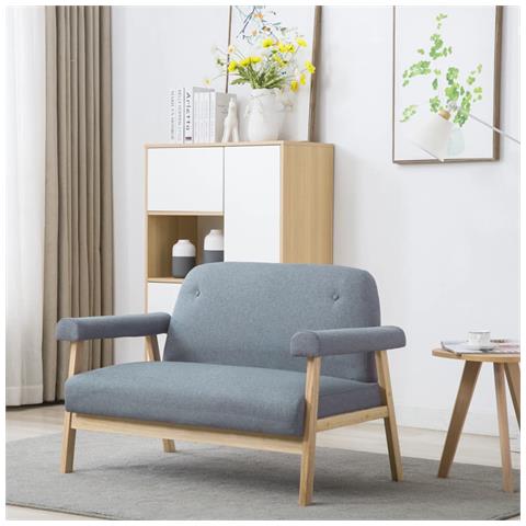 Lusso Casadino -  Divano A 2 Posti In Tessuto Grigio Chiaro - Foto 8