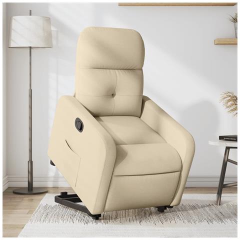 Poltrona Alzapersona Reclinabile Crema In Tessuto - Foto 8