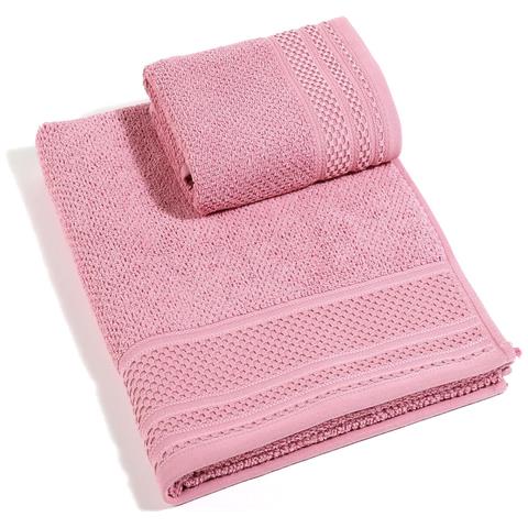 Asciugamano Con Ospite Spugnissima Gim In Cotone Colore Rosa Misura Cm 40x5560x100 - Foto 1