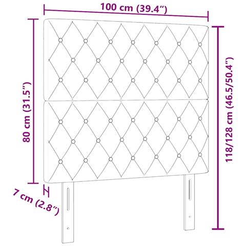 Testiera  con bottoni di cristallo tufted grigia scura 100 cm in velluto, Testiera  con bottoni di cristallo tufted grigia scura 200 cm in velluto - Foto 9