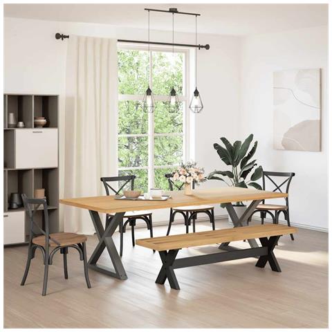 Panca Pranzo NOAIN Gambe a Forma X 180x40x45 cm Legno Massello - Foto 2