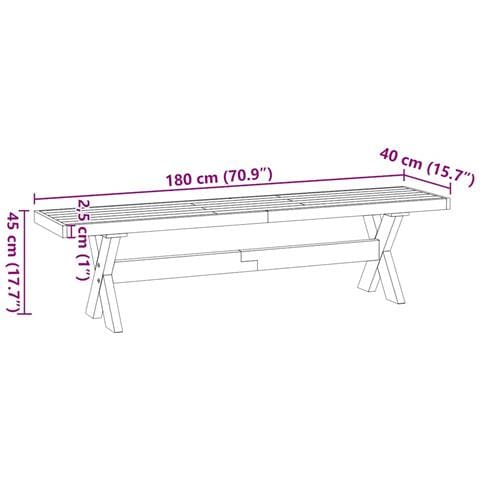 Panca Pranzo NOAIN Gambe a Forma X 180x40x45 cm Legno Massello - Foto 9