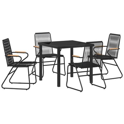 Set da giardino 5 pezzi Nero Rattan PVC - Foto 1