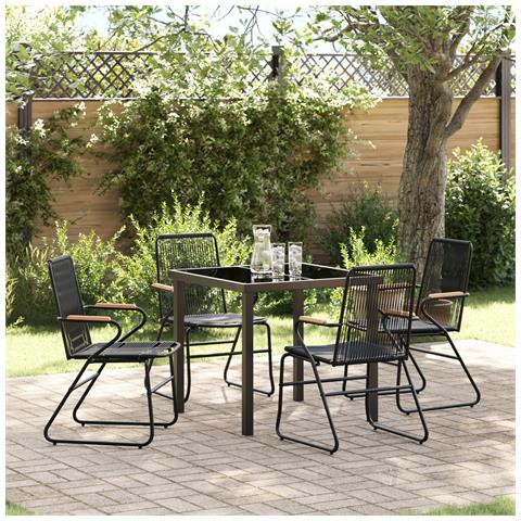 Set da giardino 5 pezzi Nero Rattan PVC - Foto 2
