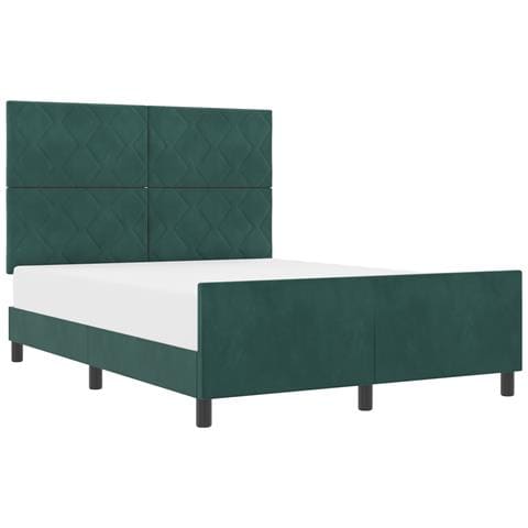 Letto Verde Scuro 140x200 cm Velluto - Foto 1