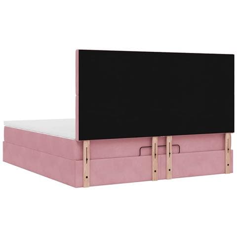 Struttura Letto Pouf con Materassi Rosa 180x200 cm Velluto - Foto 9