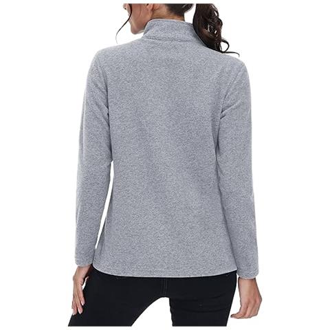 Tacvasen Giacca In Pile Da Donna Con Zip Leggera Calda Grigio Chiaro Taglia L - Foto 4