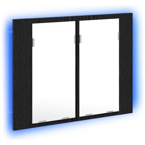 Armadietto da bagno con specchio Rovere nero 60 x 12 x 45 cm - Foto 1