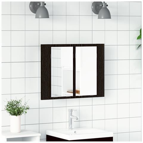 Armadietto da bagno con specchio Rovere nero 60 x 12 x 45 cm - Foto 2