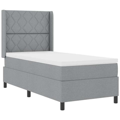 Letto a molle con materasso Grigio chiaro 100 x 200 cm Tessuto - Foto 1