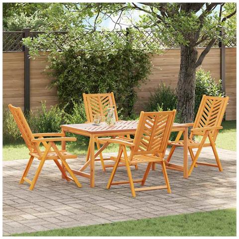Set da Pranzo per Giardino 5 pcs Marrone 150 x 90 x 74 cm - Foto 2