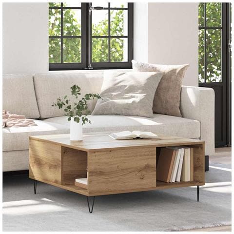 Tavolino da salotto rovere artigianale 80 x 80 x 36.5 cm - Foto 2