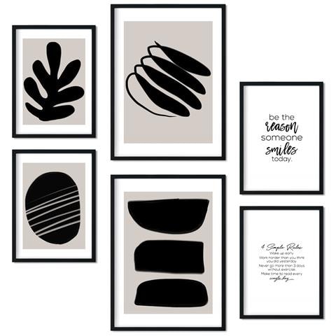 Set Di 6 Stampe Collezione Di Piatti In Bianco E Nero Con Collage Estetico Per La Decorazione D'interni A3 & A4 Senza Cornice - Foto 1