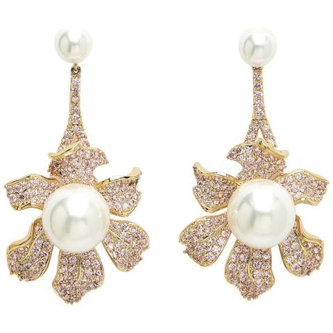 Collezione Diva Orecchini Floreali a Perla Fiorita in Zirconia Cubica - Foto 5