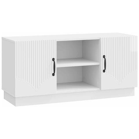 Mobile TV Bianco Lucido 102 x 34,5 x 47 cm Legno ingegnerizzato - Foto 1