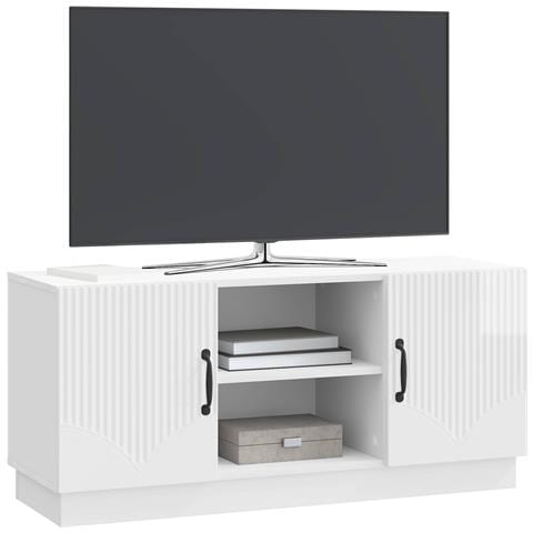 Mobile TV Bianco Lucido 102 x 34,5 x 47 cm Legno ingegnerizzato - Foto 2