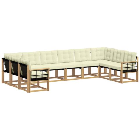 Set di divani da esterno con cuscino 10 pcs Bianco e Crema - Foto 1