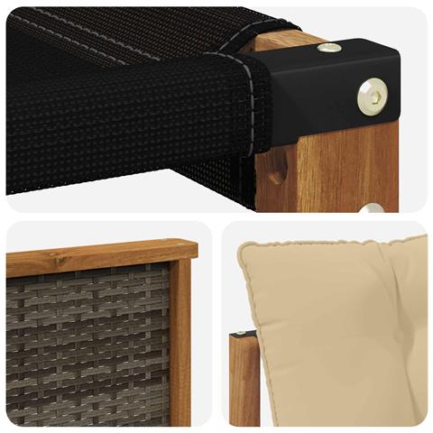 Set di divani da esterno con cuscino 6 pcs Naturale e Beige - Foto 9