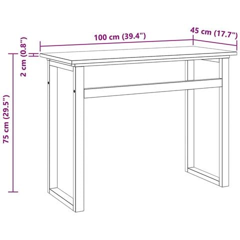 Scrivania Naturale Legno di teak solido 100 x 45 x 75cm - Foto 7