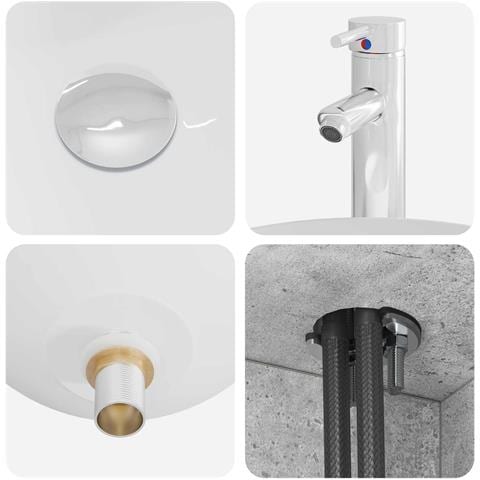 Set di mobili per il bagno 2 pz Grigio Cemento - Foto 2