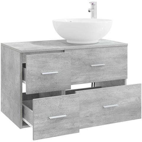 Set di mobili per il bagno 2 pz Grigio Cemento - Foto 9