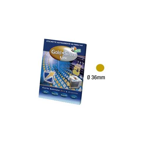 etichette tonde gl4 satinate oro 35 etic. / fg (diam. 36mm) 100fg gold line - Foto 1
