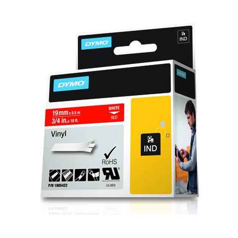 Nastro in Vinile per Etichettatrice Modello D1 Formato 19 mm x 5.5 m Bianco su Rosso - Foto 2