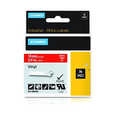 Nastro in Vinile per Etichettatrice Modello D1 Formato 19 mm x 5.5 m Bianco su Rosso - Foto 8