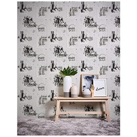 A. s. Crã©ation 6840-11 - Carta Da Parati, Collezioni Streetlife, Colore: Bianco / grigio / nero - Foto 5