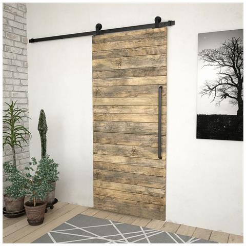 Kit di Binari per Porte Scorrevoli SKIEN 200 cm Acciaio Nero - Foto 2