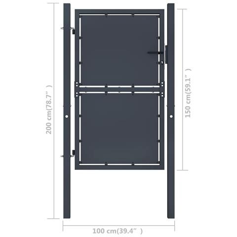 Cancello Per Giardino In Acciaio 100x150 Cm Antracite - Foto 2