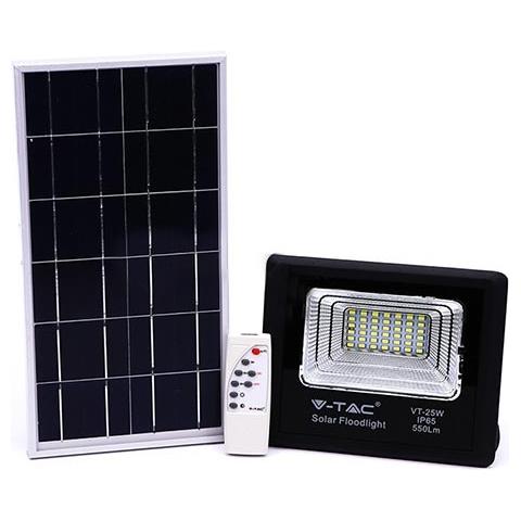 V-tac Vt-25w Faro Led 25w Autoalimentato Nero Con Pannello Solare 12w E Telecomando 4000k Ip65 - Sku 8573 - Foto 1
