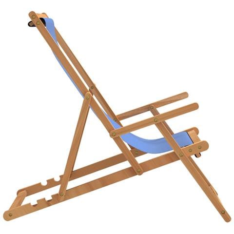 Sdraio Pieghevole da Spiaggia in Legno Massello di Teak Blu - Foto 2