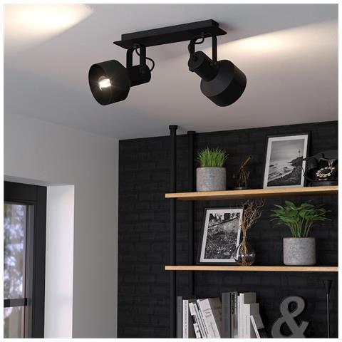 Plafoniera Industrial Casibare 2 Luci Acciaio Nero - Foto 1