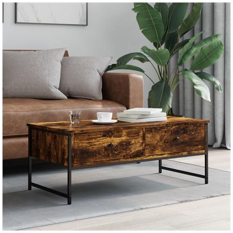 Tavolino Da Salotto Rovere Fumo 101x49x39,5cm Legno Multistrato - Foto 3