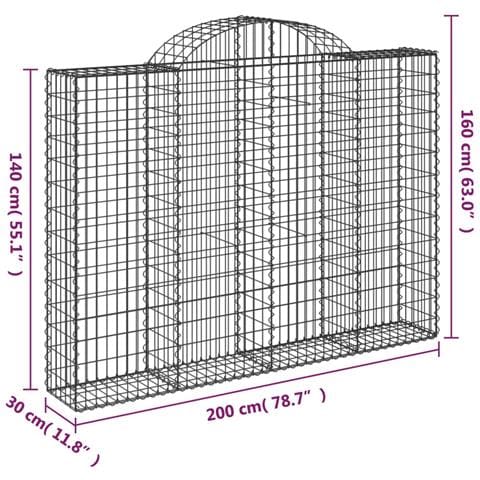 Cesto Gabbione Ad Arco 200x30x140/160 Cm Ferro Zincato - Foto 4
