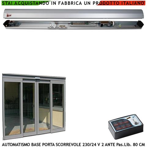 Kit Base Automatismo Per Due Porte Esistenti Da 450 Mm Passaggio Libero 800 Mm Trasmissione Tramite Cinghia Ruote Cusc - Foto 1