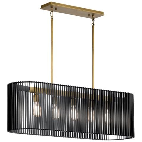 Lampadario Contemporaneo Linara Acciaio Nero Ottone Naturale Ottone 5 Luci E27 - Foto 1