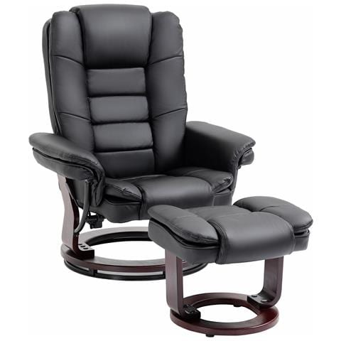 Set Poltrona Relax E Pouf Poggiapiedi, Girevole A 360° E Reclinabile, Similpelle Pu - Foto 1